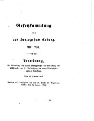 Gesetz-Sammlung für das Herzogtum Coburg (Coburger Regierungs-Blatt) Mittwoch 24. Februar 1858