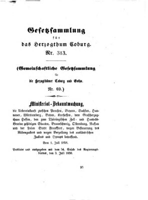 Gesetz-Sammlung für das Herzogtum Coburg (Coburger Regierungs-Blatt) Samstag 3. Juli 1858