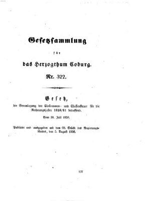 Gesetz-Sammlung für das Herzogtum Coburg (Coburger Regierungs-Blatt) Donnerstag 5. August 1858