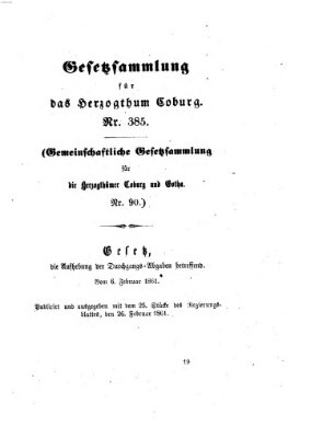 Gesetz-Sammlung für das Herzogtum Coburg (Coburger Regierungs-Blatt) Dienstag 26. Februar 1861