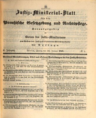 Justiz-Ministerialblatt für die preußische Gesetzgebung und Rechtspflege Freitag 24. Januar 1840