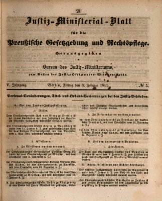 Justiz-Ministerialblatt für die preußische Gesetzgebung und Rechtspflege Donnerstag 3. Februar 1842