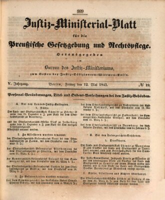 Justiz-Ministerialblatt für die preußische Gesetzgebung und Rechtspflege Donnerstag 12. Mai 1842