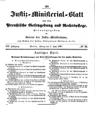 Justiz-Ministerialblatt für die preußische Gesetzgebung und Rechtspflege Freitag 5. Juni 1857