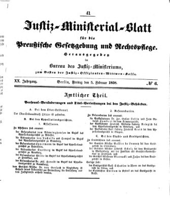 Justiz-Ministerialblatt für die preußische Gesetzgebung und Rechtspflege Freitag 5. Februar 1858