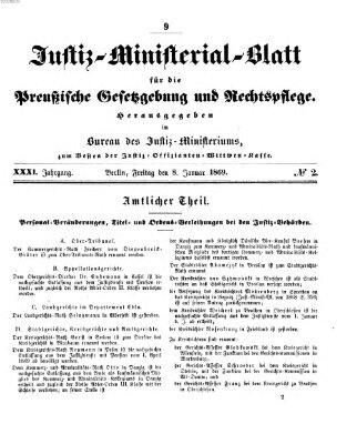 Justiz-Ministerialblatt für die preußische Gesetzgebung und Rechtspflege Freitag 8. Januar 1869