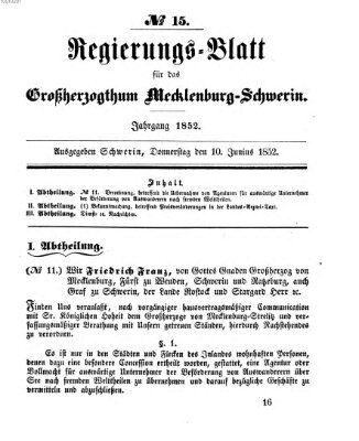 Regierungsblatt für Mecklenburg-Schwerin (Großherzoglich-Mecklenburg-Schwerinsches officielles Wochenblatt)