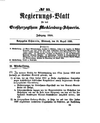 Regierungsblatt für Mecklenburg-Schwerin (Großherzoglich-Mecklenburg-Schwerinsches officielles Wochenblatt) Mittwoch 18. August 1858