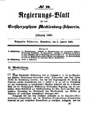 Regierungsblatt für Mecklenburg-Schwerin (Großherzoglich-Mecklenburg-Schwerinsches officielles Wochenblatt) Samstag 9. Juni 1860