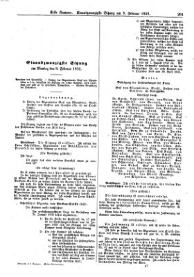 Verhandlungen der Ersten Kammer (Allgemeine preußische Staats-Zeitung) Montag 9. Februar 1852