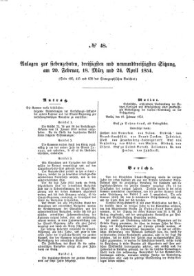 Verhandlungen der Ersten Kammer (Allgemeine preußische Staats-Zeitung) Montag 20. Februar 1854