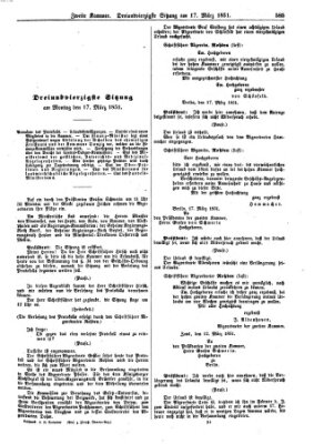 Verhandlungen der Zweiten Kammer (Allgemeine preußische Staats-Zeitung) Montag 17. März 1851