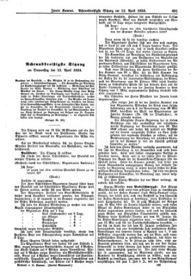 Verhandlungen der Zweiten Kammer (Allgemeine preußische Staats-Zeitung) Donnerstag 12. April 1855