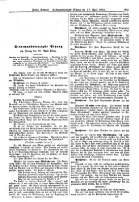 Verhandlungen der Zweiten Kammer (Allgemeine preußische Staats-Zeitung) Freitag 27. April 1855