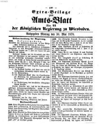 Amtsblatt der Regierung in Wiesbaden (Herzoglich-nassauisches allgemeines Intelligenzblatt) Montag 30. Mai 1870