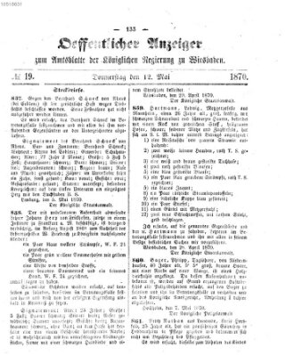Amtsblatt der Regierung in Wiesbaden (Herzoglich-nassauisches allgemeines Intelligenzblatt) Donnerstag 12. Mai 1870