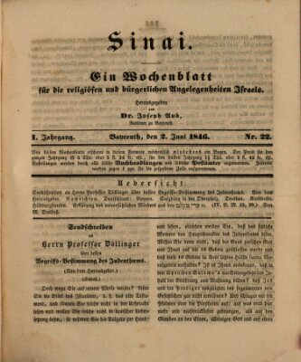 Sinai Dienstag 2. Juni 1846