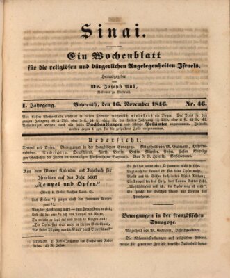Sinai Montag 16. November 1846