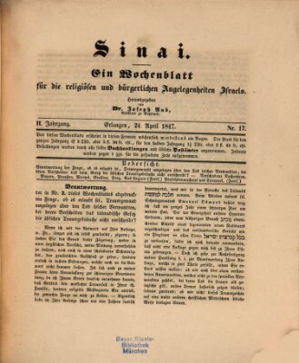 Sinai Samstag 24. April 1847