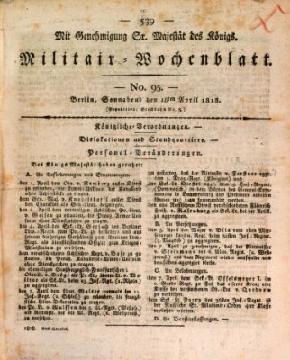 Militär-Wochenblatt Samstag 18. April 1818
