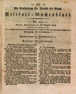 Militär-Wochenblatt Samstag 8. August 1818