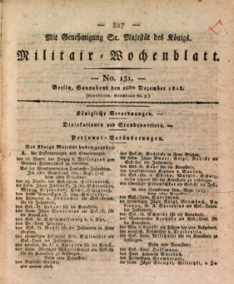 Militär-Wochenblatt Samstag 26. Dezember 1818