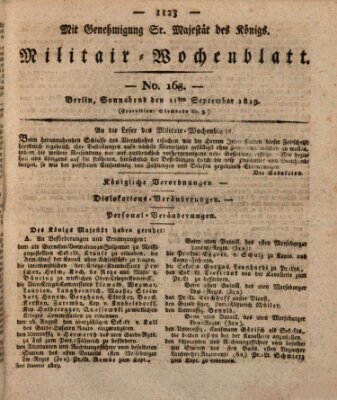 Militär-Wochenblatt Samstag 11. September 1819