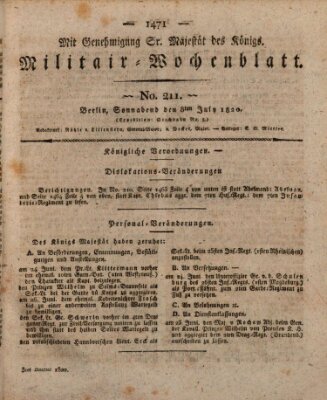 Militär-Wochenblatt Samstag 8. Juli 1820