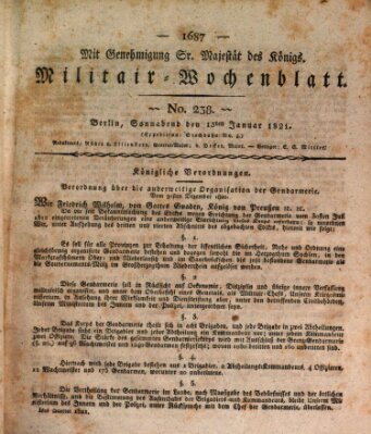 Militär-Wochenblatt Samstag 13. Januar 1821