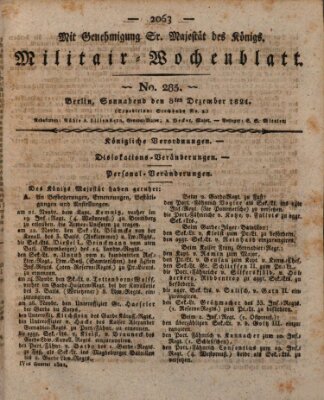 Militär-Wochenblatt Samstag 8. Dezember 1821