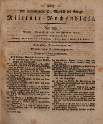 Militär-Wochenblatt Samstag 2. Februar 1822