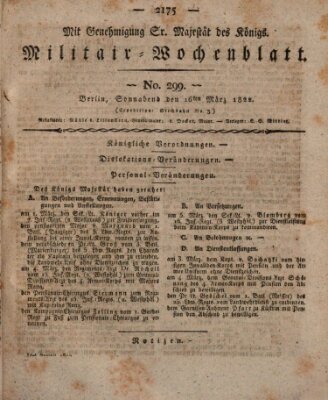 Militär-Wochenblatt Samstag 16. März 1822