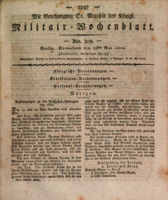 Militär-Wochenblatt Samstag 25. Mai 1822
