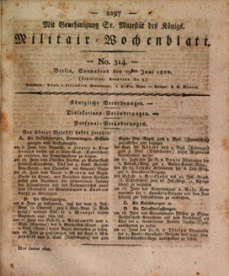 Militär-Wochenblatt Samstag 29. Juni 1822