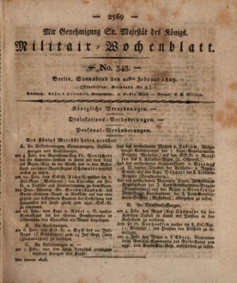 Militär-Wochenblatt Samstag 22. Februar 1823
