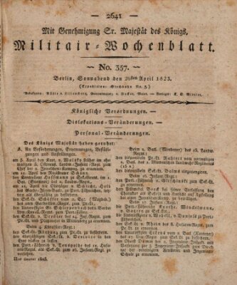 Militär-Wochenblatt Samstag 26. April 1823