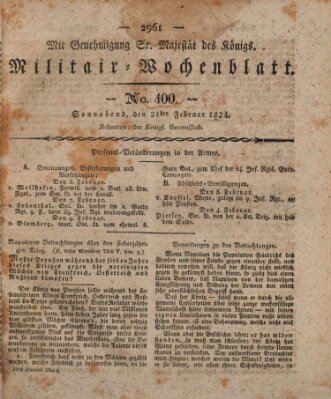 Militär-Wochenblatt Samstag 21. Februar 1824