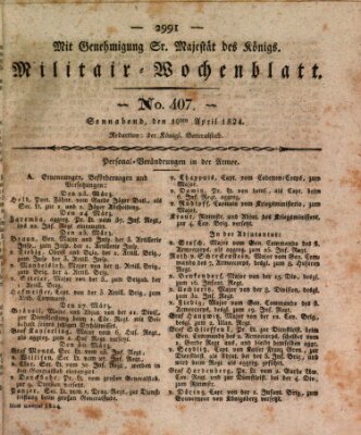 Militär-Wochenblatt Samstag 10. April 1824