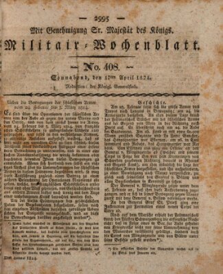 Militär-Wochenblatt Samstag 17. April 1824