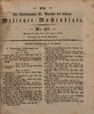 Militär-Wochenblatt Samstag 3. Juli 1824