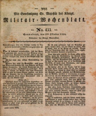 Militär-Wochenblatt Samstag 9. Oktober 1824
