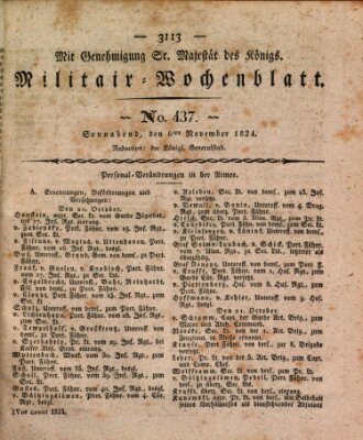 Militär-Wochenblatt Samstag 6. November 1824