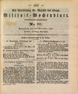 Militär-Wochenblatt Samstag 17. November 1827