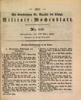 Militär-Wochenblatt Samstag 1. März 1828