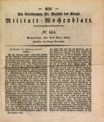 Militär-Wochenblatt Samstag 14. März 1829