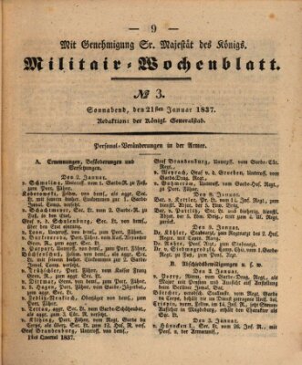 Militär-Wochenblatt Samstag 21. Januar 1837