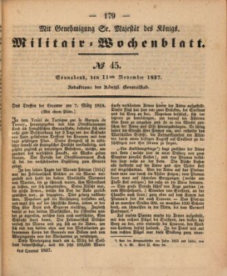 Militär-Wochenblatt Samstag 11. November 1837