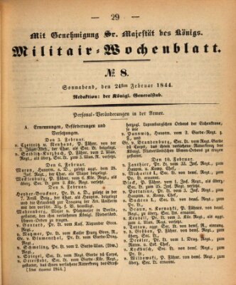 Militär-Wochenblatt Samstag 24. Februar 1844