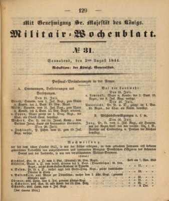 Militär-Wochenblatt Samstag 3. August 1844