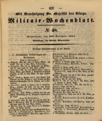 Militär-Wochenblatt Samstag 30. November 1844
